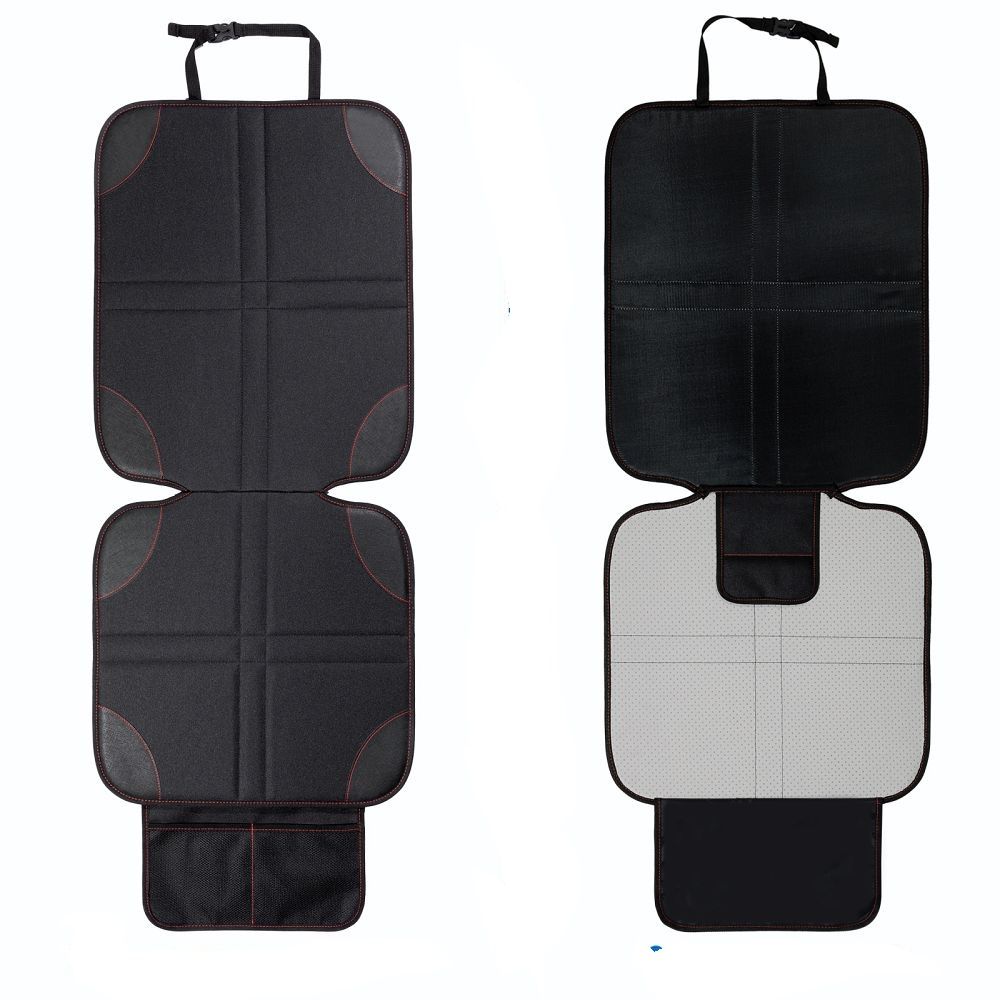 Protective mat for car seat with organizer black