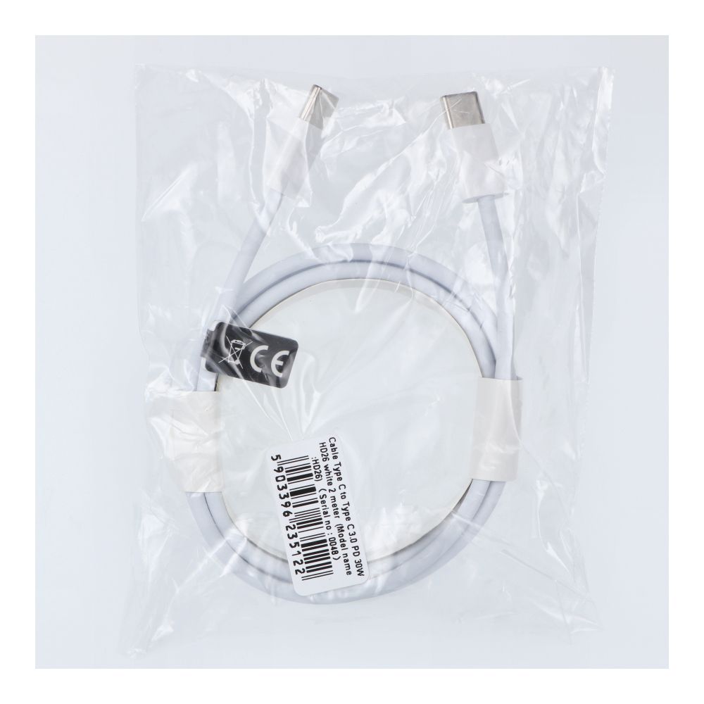 Cable Type C to Type C PD QC3.0 3A 30W HD26 2 m white