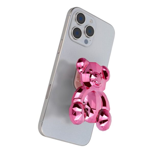 Phone stand BEAR - stick-on - pink