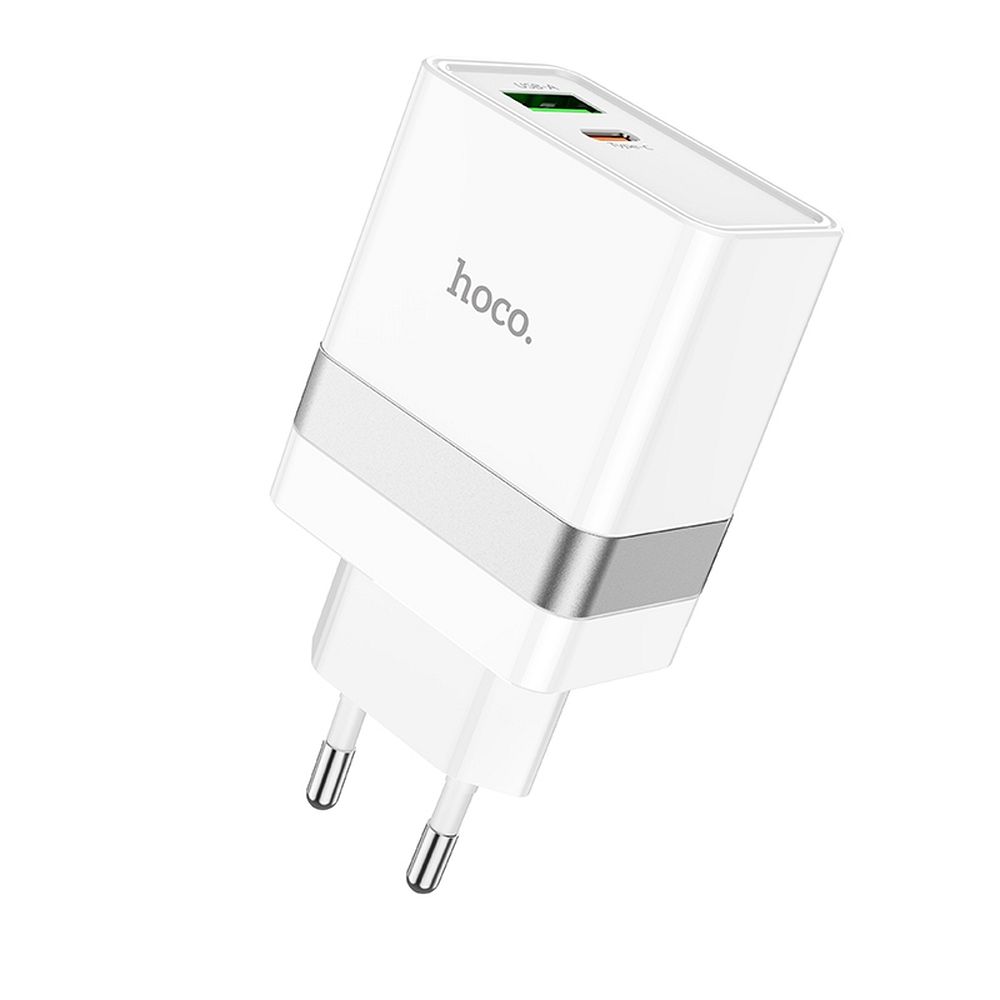 HOCO travel charger USB A + Typ C PD QC3.0 3A 30W N21 white
