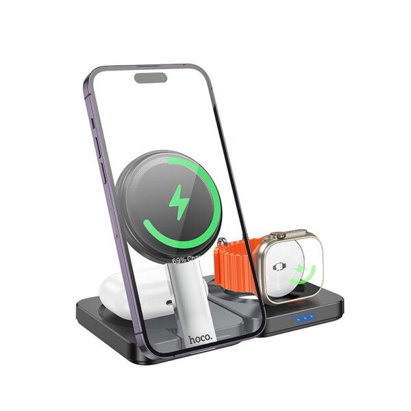 EOL HOCO foldable wireless chrger 3in1 compatible with Apple Watch 15W CQ11 black