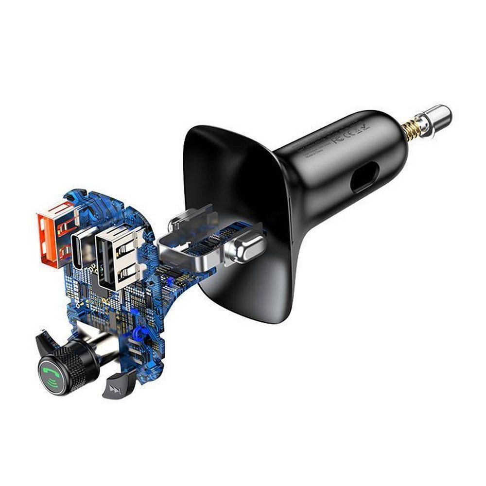 BASEUS car charger 2 x USB A + Type C + transmitter FM BT PD QC4.0 5A 36W S-13 CCMT000101 / CCMT000301 black