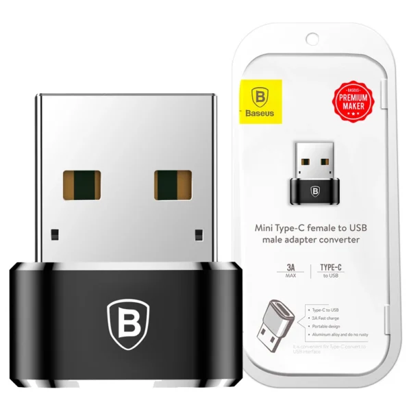 Baseus Mini USB-C to USB-A adapter - blackeng