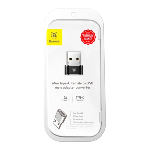 Baseus Mini USB-C to USB-A adapter - blackeng