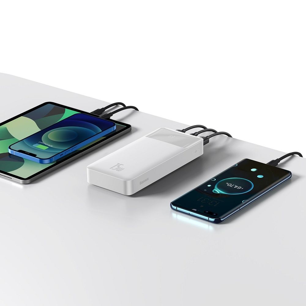 BASEUS powerbank 20000 mAh + cable USB A do Micro USB PD QC3.0 3A 15W PPBD050102 white