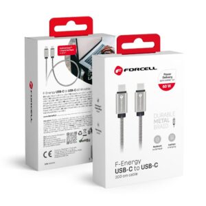 FORCELL F-ENERGY Metal C237 cable Type C to Type C PD QC4.0 3A 60W 2 m silver