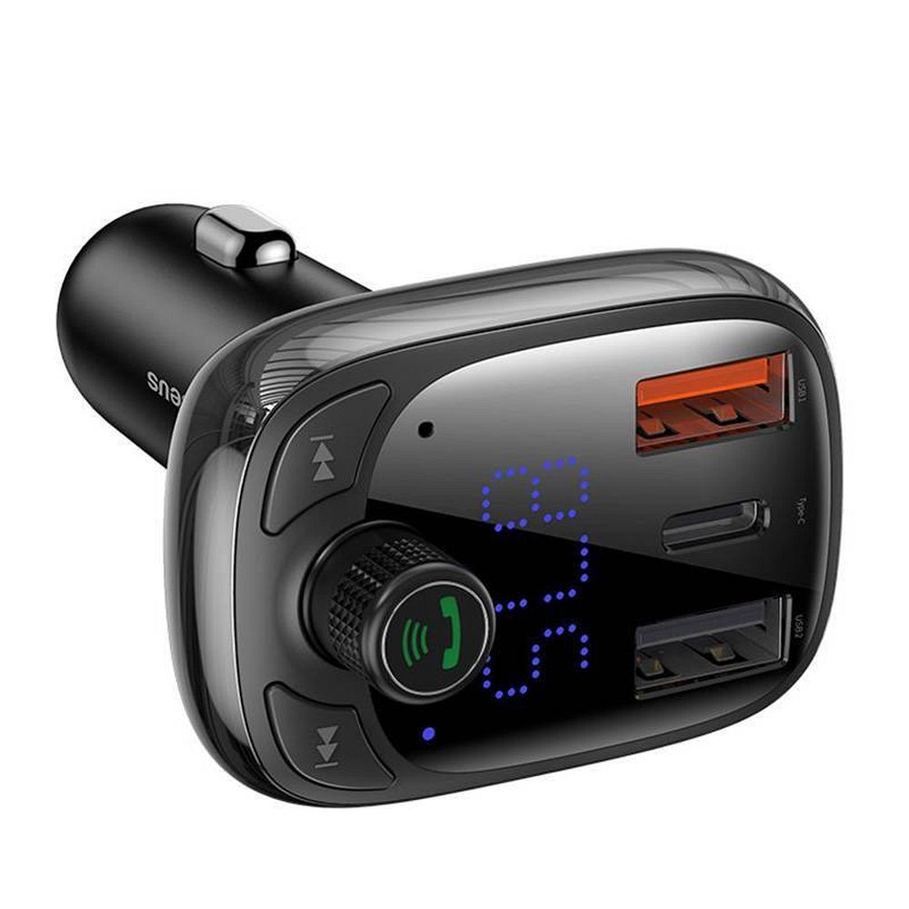 BASEUS car charger 2 x USB A + Type C + transmitter FM BT PD QC4.0 5A 36W S-13 CCMT000101 / CCMT000301 black