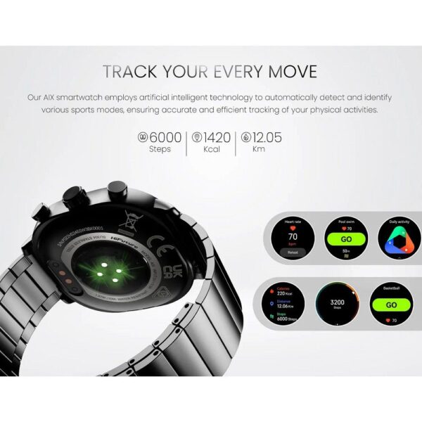 HIFUTURE stainless steel smartwatch with artificial intelligence AIX (OLED) (CORNING GLASS) black