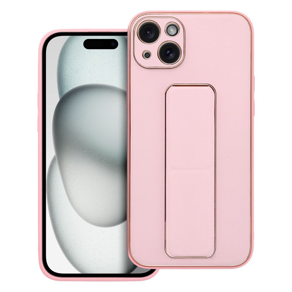 33cd8323e81c81080ed0ce5dae09fc06 LEATHER CASE KICKSTAND for IPHONE 15 Plus pink