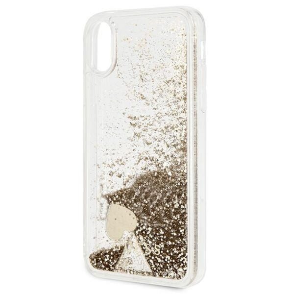 GUESS case for IPHONE X / XS GUOHCPXGLHFLGO (Charms 2 Liquid Glitter) gold
