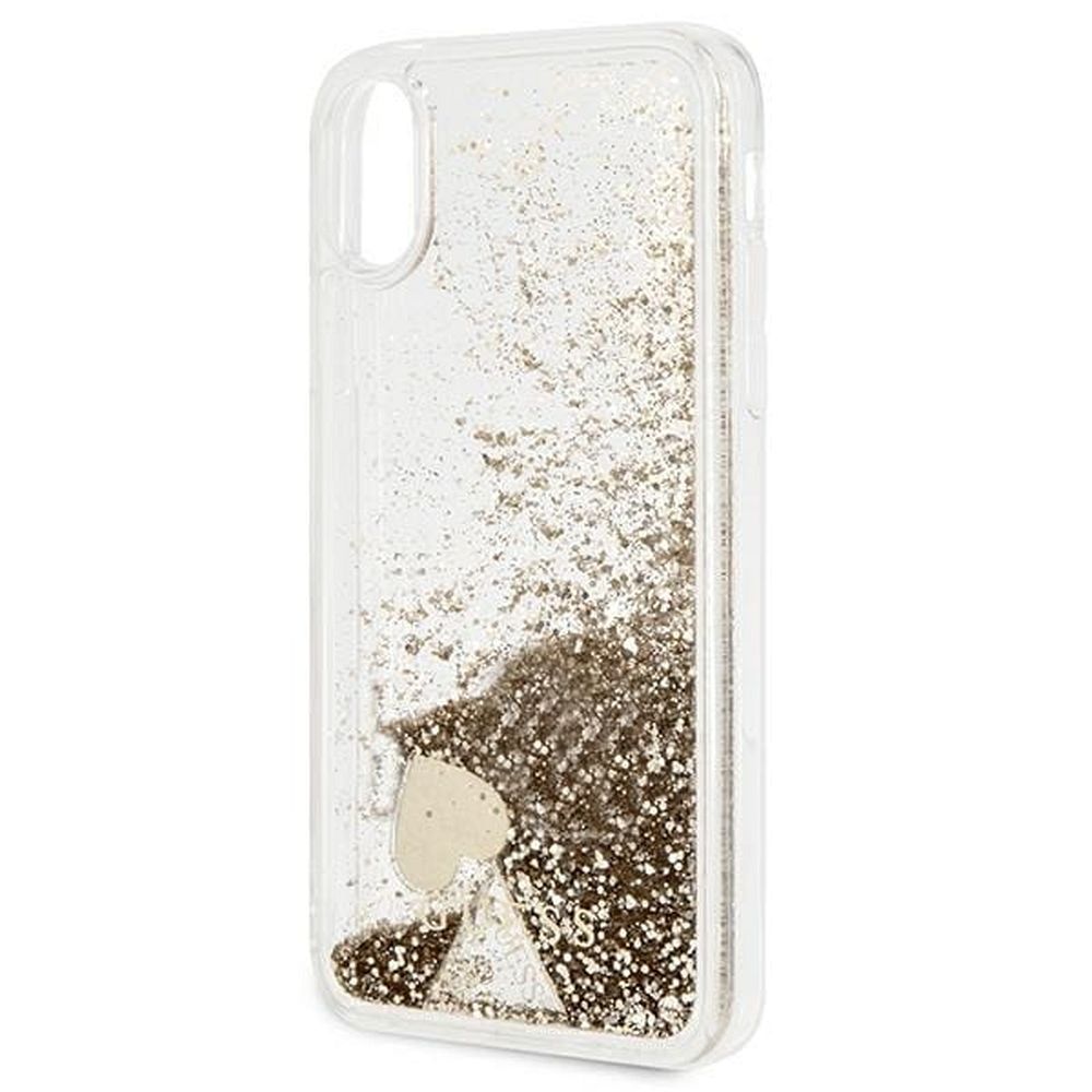 GUESS case for IPHONE X / XS GUOHCPXGLHFLGO (Charms 2 Liquid Glitter) gold