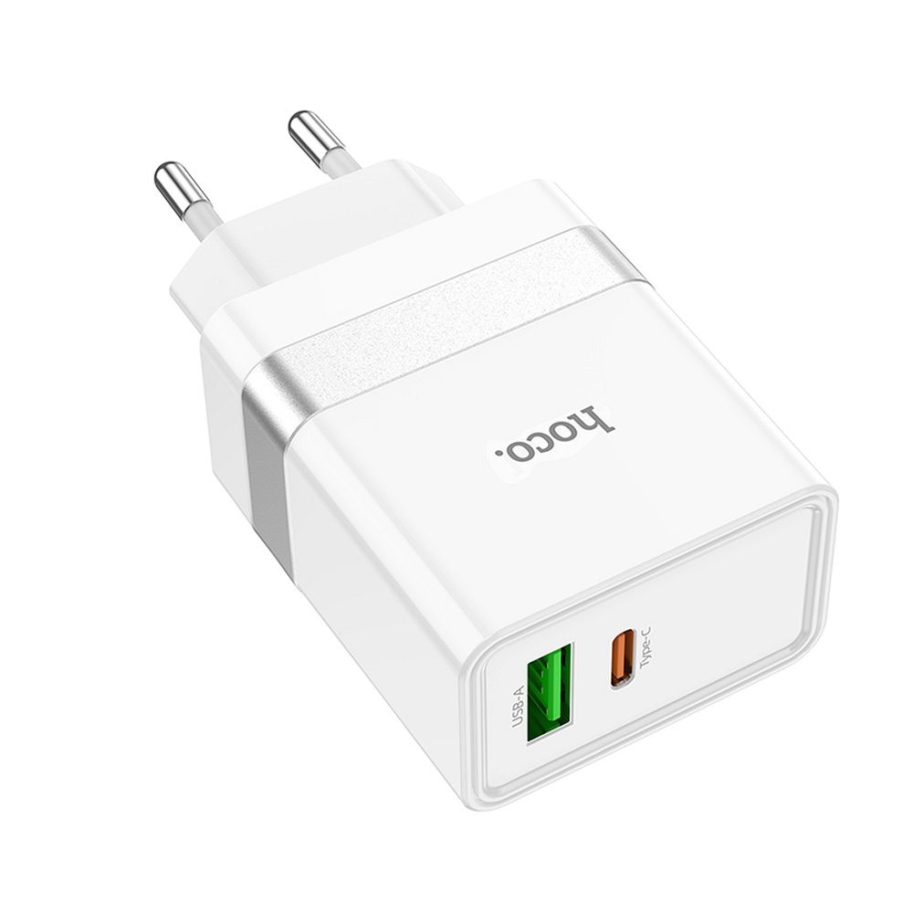 HOCO travel charger USB A + Typ C PD QC3.0 3A 30W N21 white