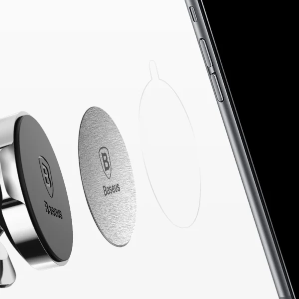 Baseus Magnet Iron Suit self-adhesive plates for magnetic holders - silver and black (2 pcs.)eng
