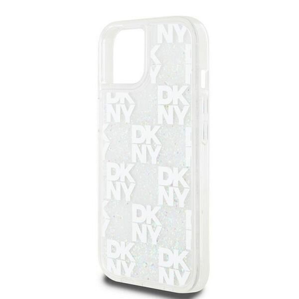 DKNY case for IPHONE 15 DKHCP15SLCPEPT (DKNY HC Liquid Glitters W/Checkered Pattern) white