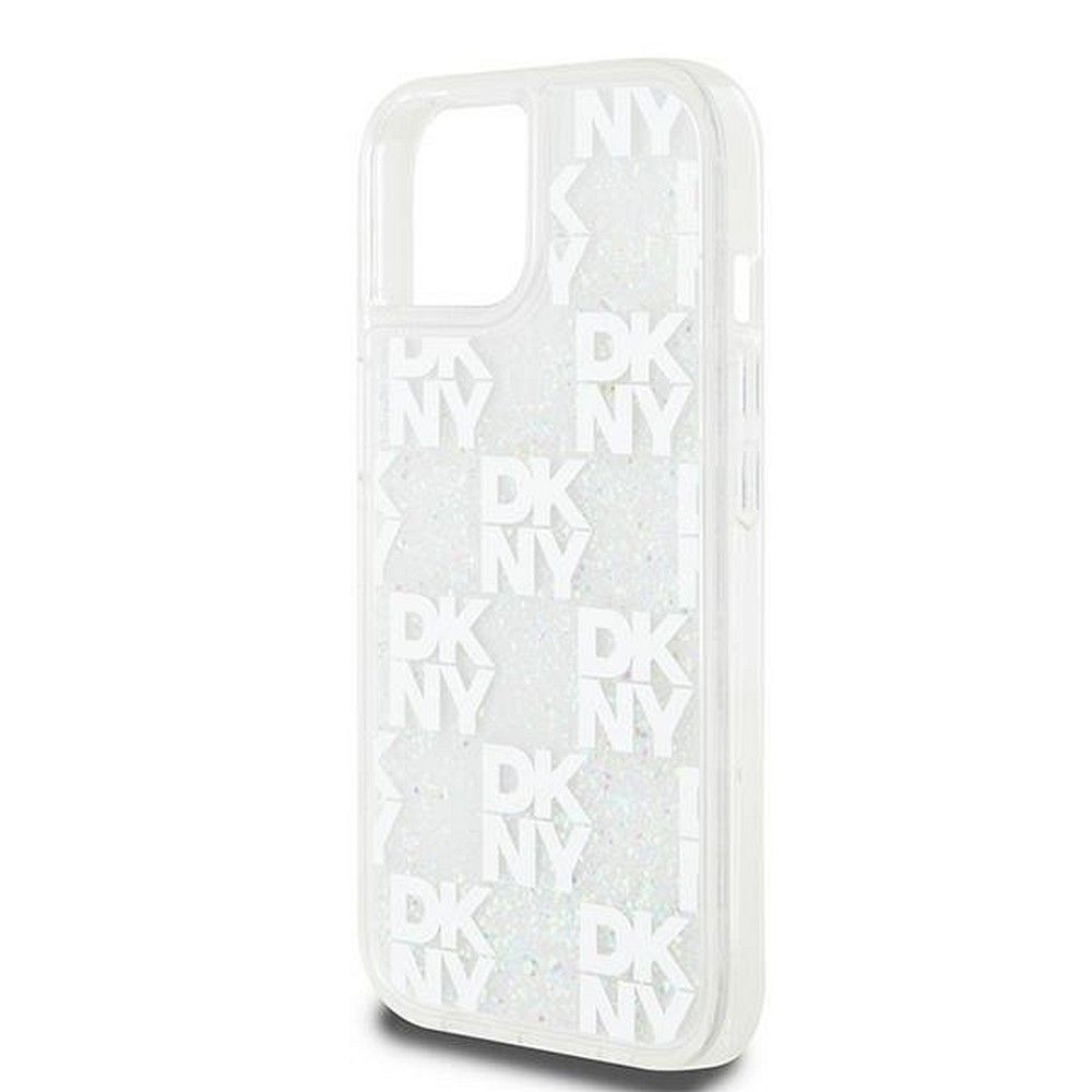 DKNY case for IPHONE 15 DKHCP15SLCPEPT (DKNY HC Liquid Glitters W/Checkered Pattern) white