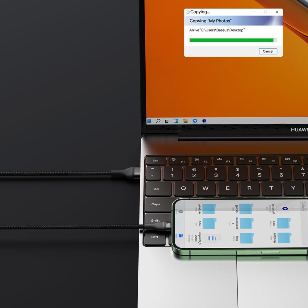 BASEUS cable USB 3in1 Flash Series USB-C micro USB Lightning 66W CASS040001 1.2m black