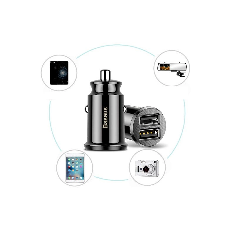 Baseus Grain Car Charger CCALL-ML01 mini charger 2x USB-A 3.1A - blackeng