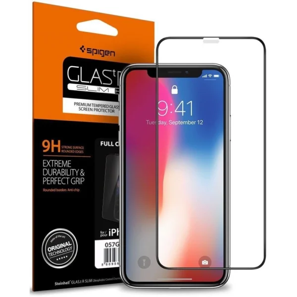 Spigen Glass FC Tempered Glass with Black Frame for iPhone X / XS / 11 Proeng