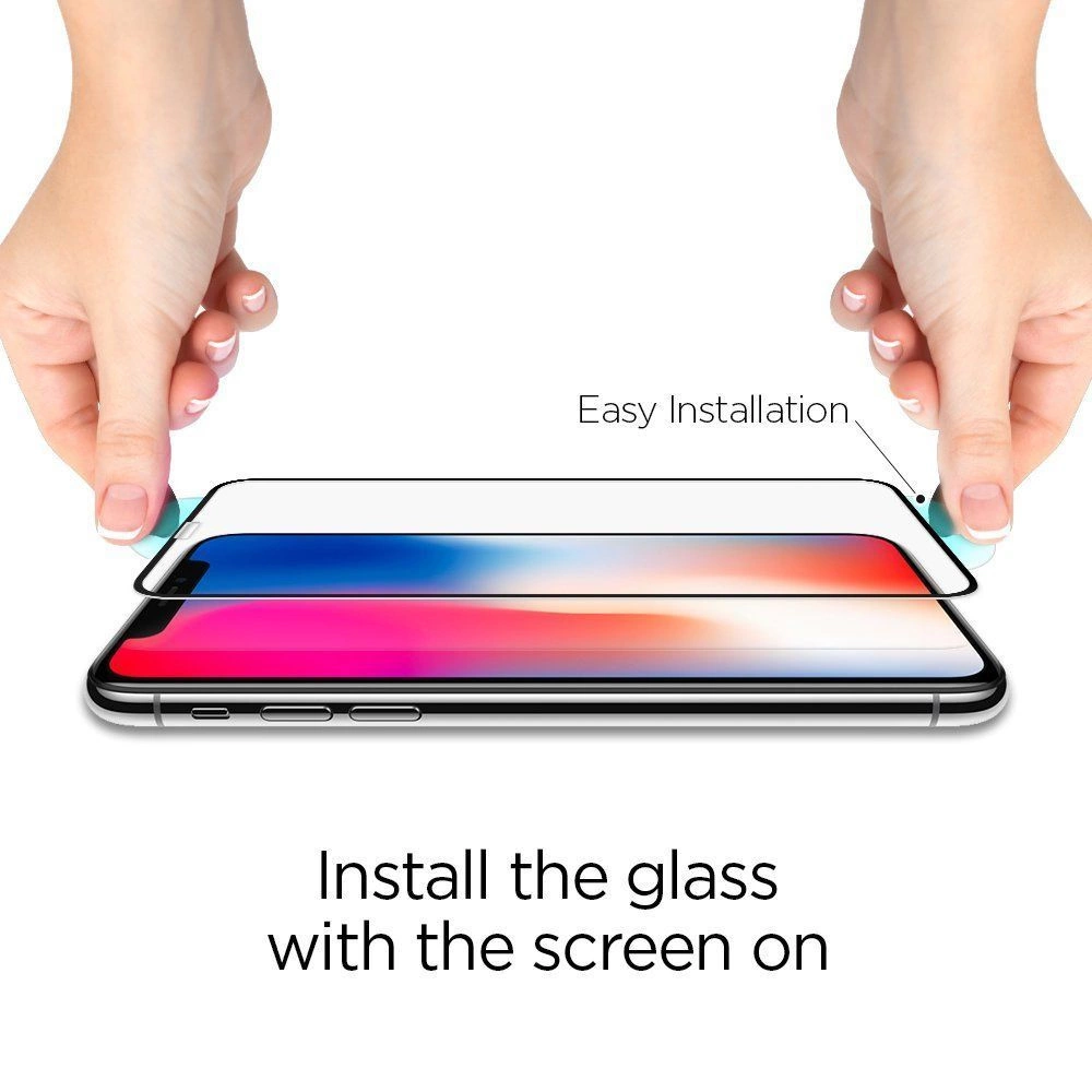 Spigen Glass FC Tempered Glass with Black Frame for iPhone X / XS / 11 Proeng