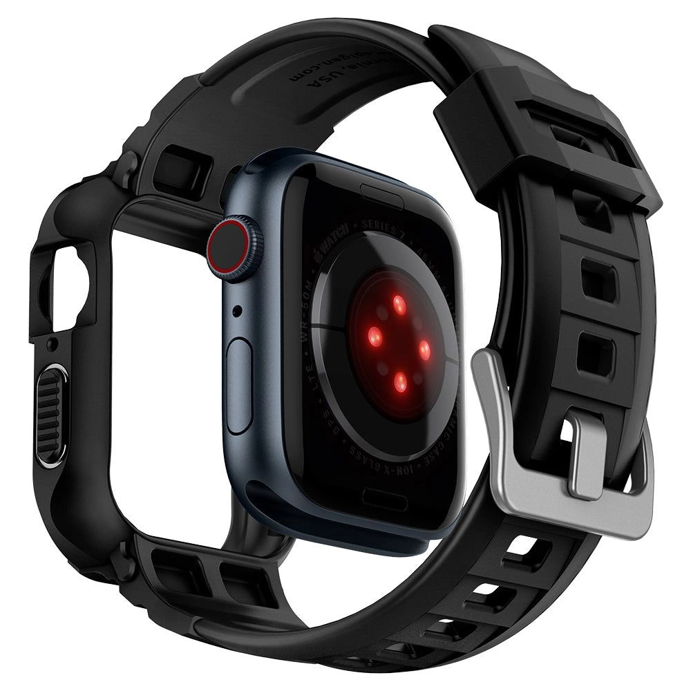 Spigen Rugged Armor Pro Case with Strap for Apple Watch 4 / 5 / 6 / 7 / 8 / SE (44/45 mm) - Blackeng