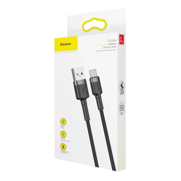 Baseus Cafule USB-A / USB-C QC 3.0 3A cable 0.5 m - black-grayeng