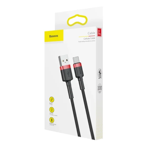 Baseus Cafule USB-A / USB-C QC 3.0 3A cable 1 m - black and redeng