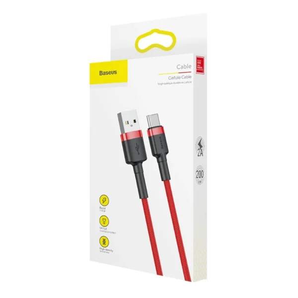 Baseus Cafule Cable durable nylon cable USB / USB-C QC3.0 2A 2M red (CATKLF-C09)eng
