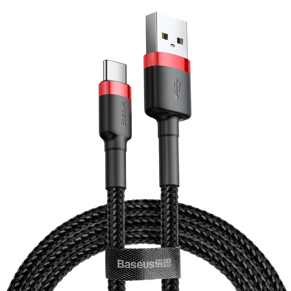 Baseus Cafule Cable Durable Nylon Cable USB / USB-C QC3.0 2A 2M Black-Red (CATKLF-C91)eng