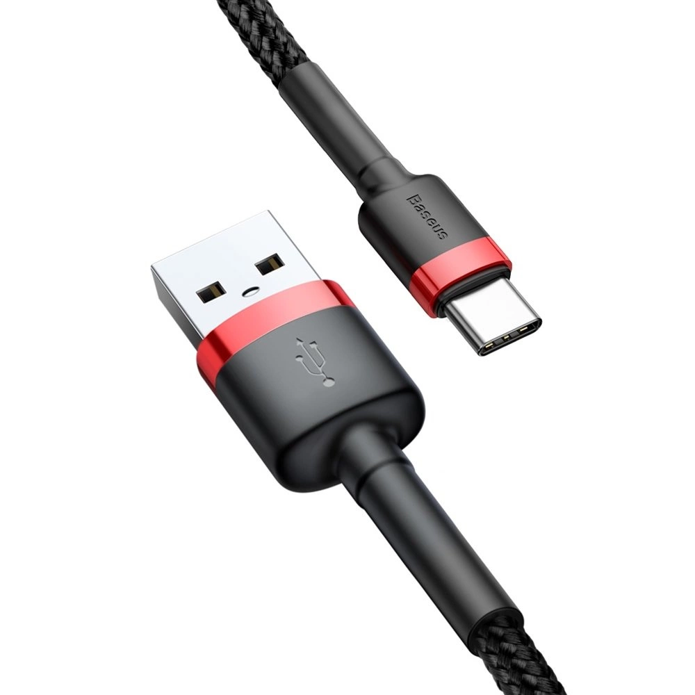 Baseus Cafule Cable Durable Nylon Cable USB / USB-C QC3.0 2A 2M Black-Red (CATKLF-C91)eng