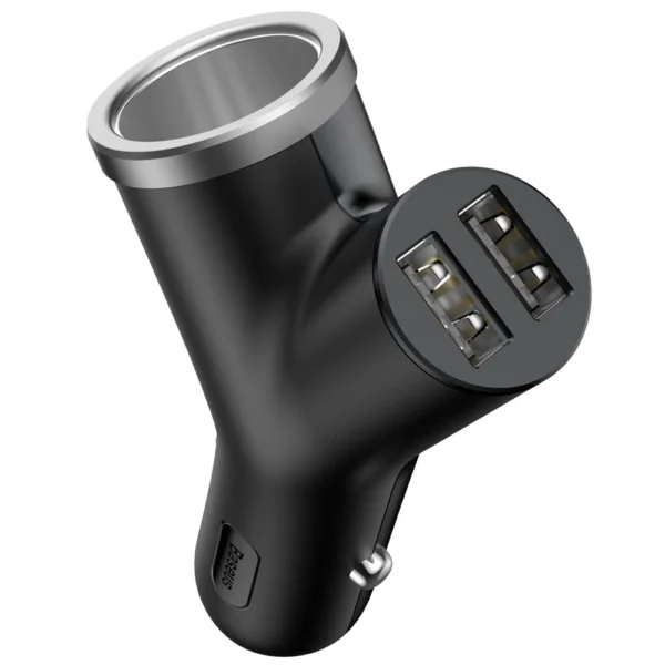 Baseus Y Type Car Charger car charger 2x USB + cigarette lighter socket 3.4A black (CCALL-YX01)eng