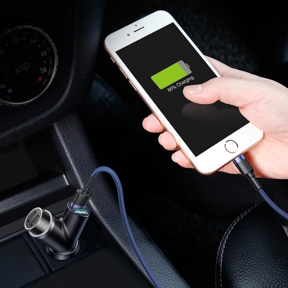 Baseus Y Type Car Charger car charger 2x USB + cigarette lighter socket 3.4A black (CCALL-YX01)eng