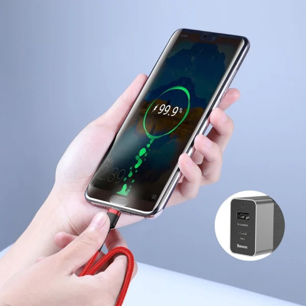Baseus CATKLF-H91 USB-C - USB-C PD QC cable 60W 3A 480Mb/s 2m - black and redeng