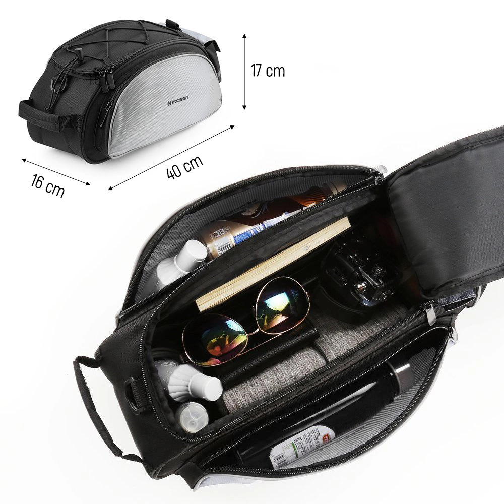 Wozinsky bike carrier bag with shoulder strap 13l black (WBB1BK)eng