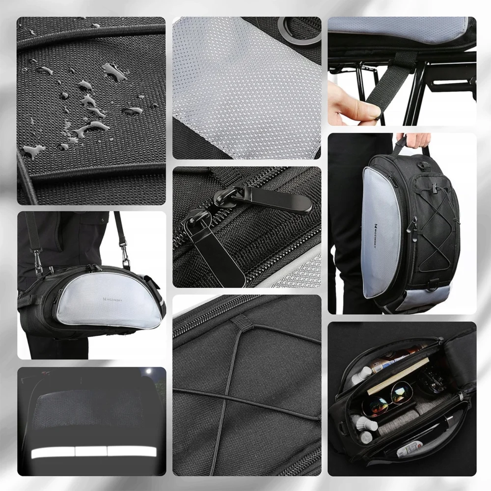 Wozinsky bike carrier bag with shoulder strap 13l black (WBB1BK)eng