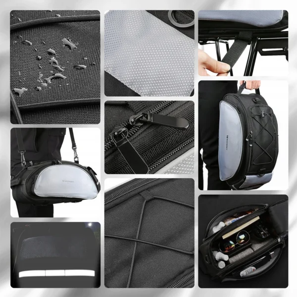 Wozinsky bike carrier bag with shoulder strap 13l black (WBB1BK)eng