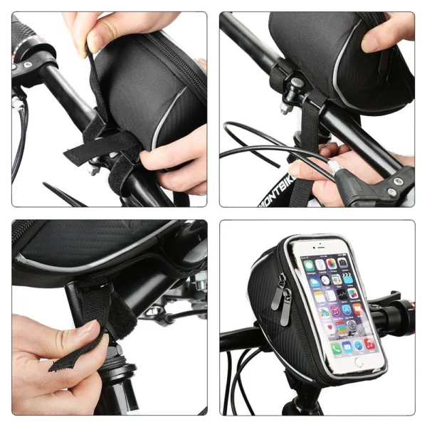 Wozinsky Bike Handlebar Bag Bike Phone Case for 6.5 inch 0.9l Black (WBB4BK)eng