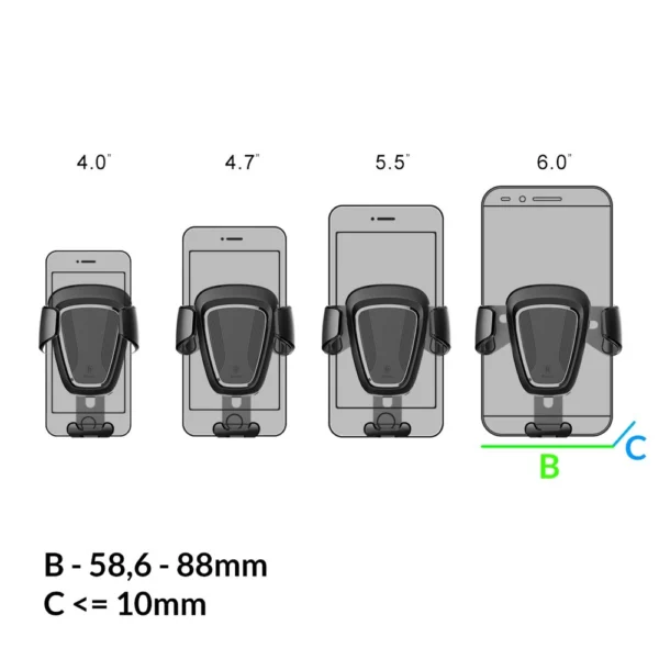 Baseus Gravity Car Mount gravity air vent car holder for 4-6" phone black (SUYL-01)eng
