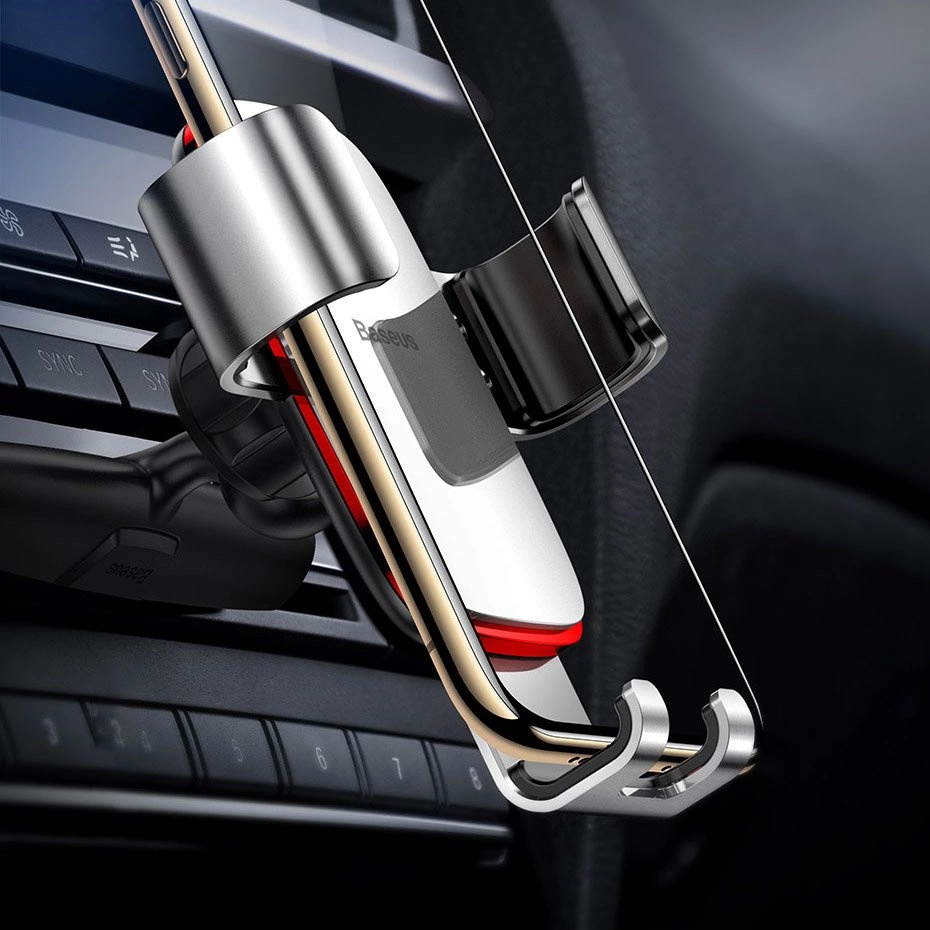 Baseus Metal Age Gravity Car Mount metal car gravity holder for CD slot silver (SUYL-J0S)eng