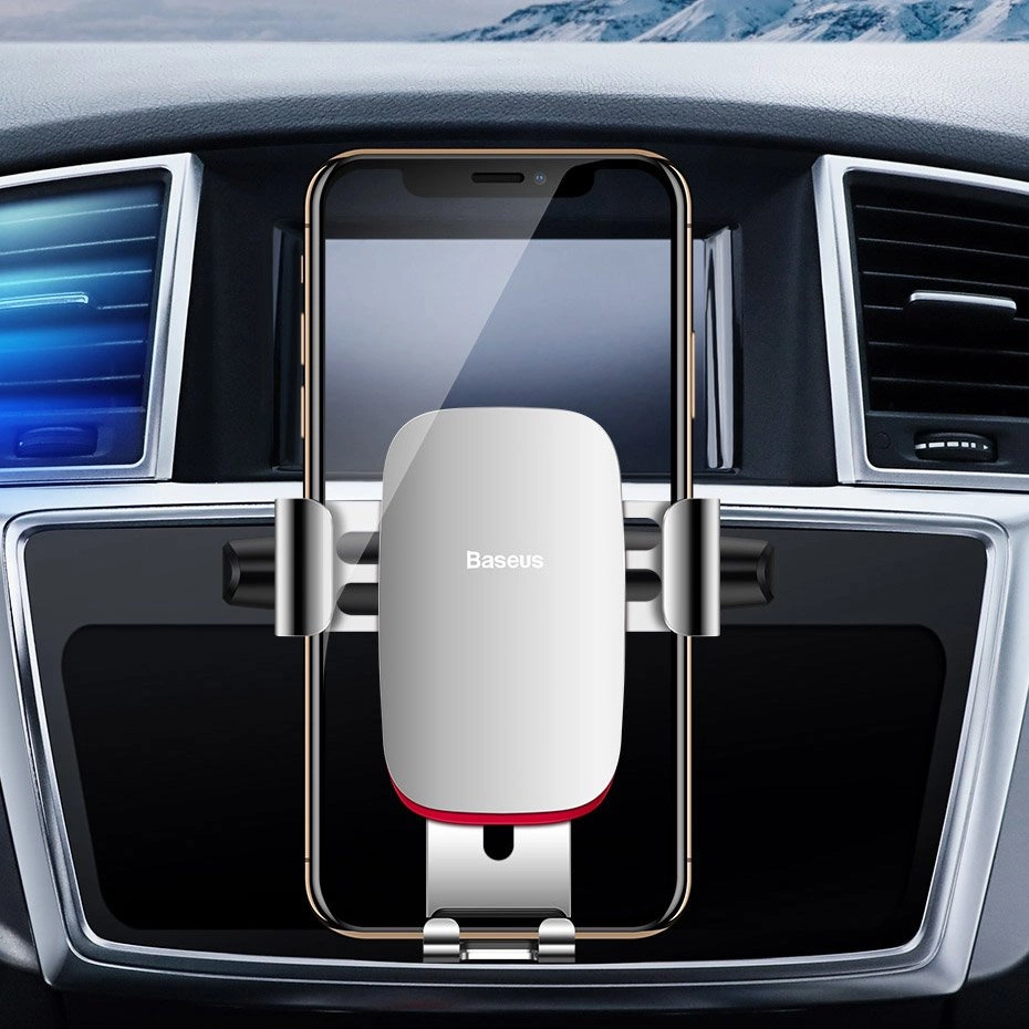 Baseus Metal Age Gravity Car Mount metal car gravity holder for CD slot silver (SUYL-J0S)eng