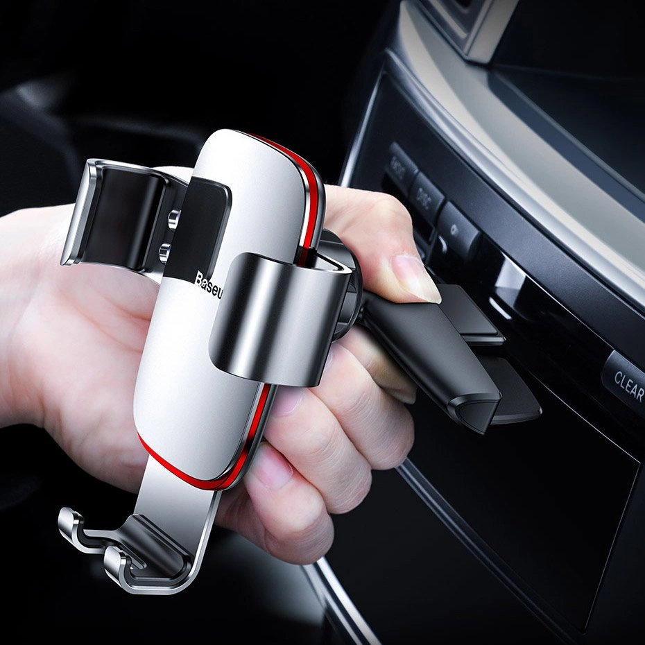 Baseus Metal Age Gravity Car Mount metal car gravity holder for CD slot silver (SUYL-J0S)eng