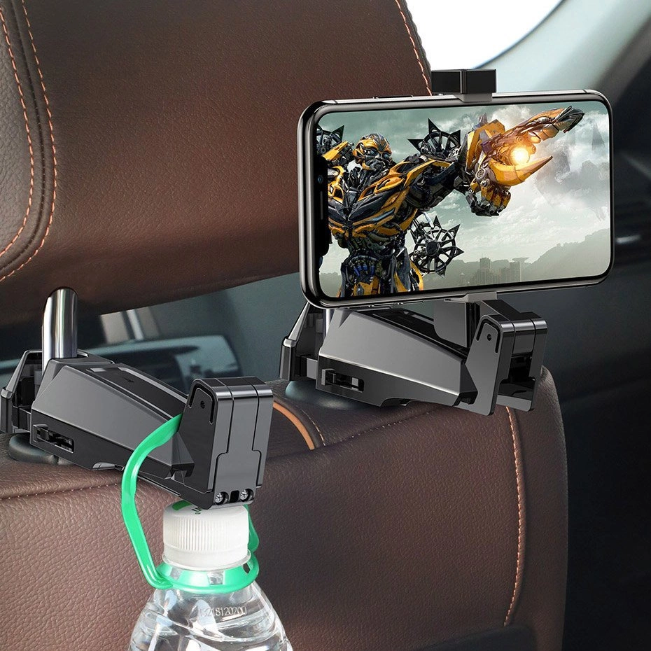 Baseus backseat vehicle holder car hanger phone holder 4.0''-6.5'' for the headrest black (SUHZ-A01)eng