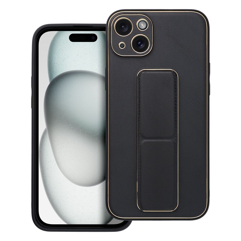 4c90fde7998f37815b12ee16a0d96461 LEATHER CASE KICKSTAND for IPHONE 15 Plus black