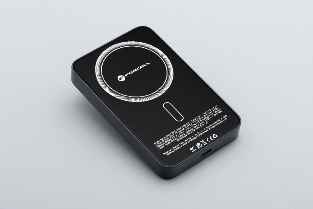FORCELL F-ENERGY F10K8 Super Slim powerbank compatible with MagSafe PD3.0 QC4.0 15W 10000 mAh black