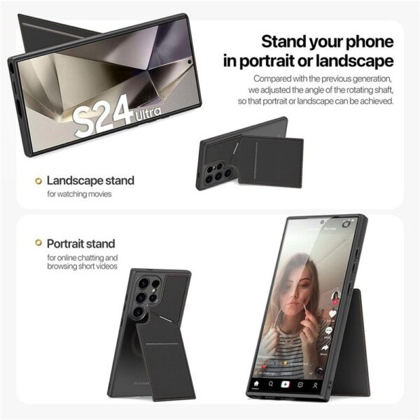 DUX DUCIS case RAFI II MAG with stand compatible with MagSafe for SAMSUNG S24 Ultra black