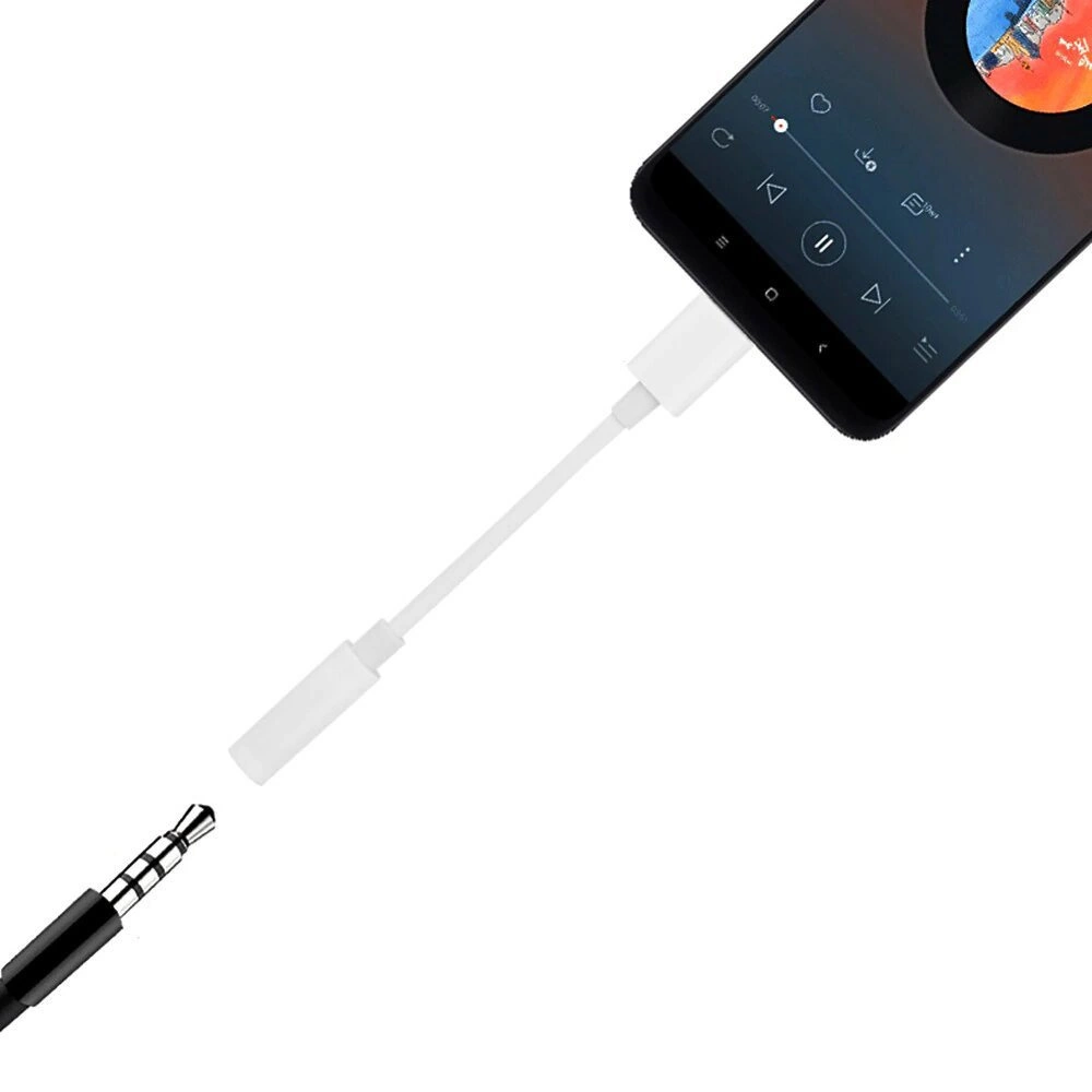 Adapter from USB Type C to audio 3.5 mini jack whiteeng