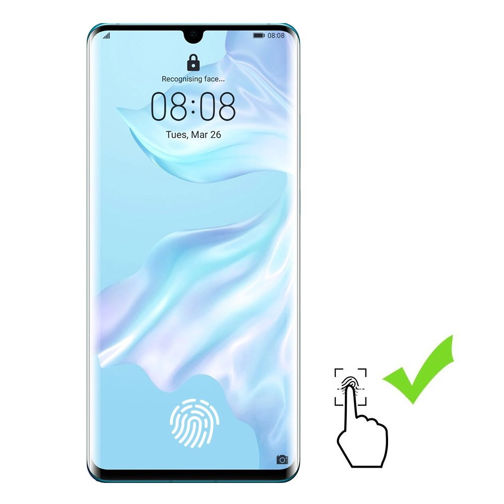 3D Edge Nano Flexi Glass Hybrid Full Screen Protector with frame for Huawei P30 Pro transparenteng