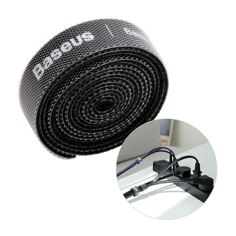 Baseus Rainbow Circle hook and loop Straps - velcro tape cable organizer 1m black (ACMGT-E01)eng