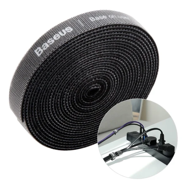 Baseus Rainbow Circle hook and loop Straps - Velcro tape Velcro cable organizer 3m black (ACMGT-F01)eng