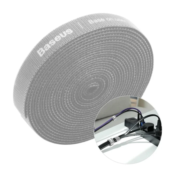 Baseus Rainbow Circle hook and loop Straps - Velcro tape Velcro cable organizer 3m gray (ACMGT-F0G)eng