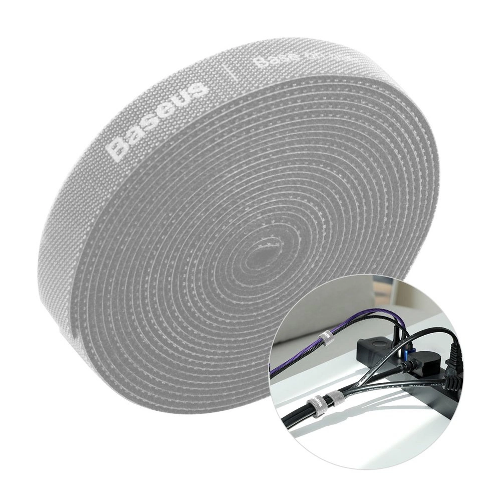 Baseus Rainbow Circle hook and loop Straps - Velcro tape Velcro cable organizer 3m gray (ACMGT-F0G)eng